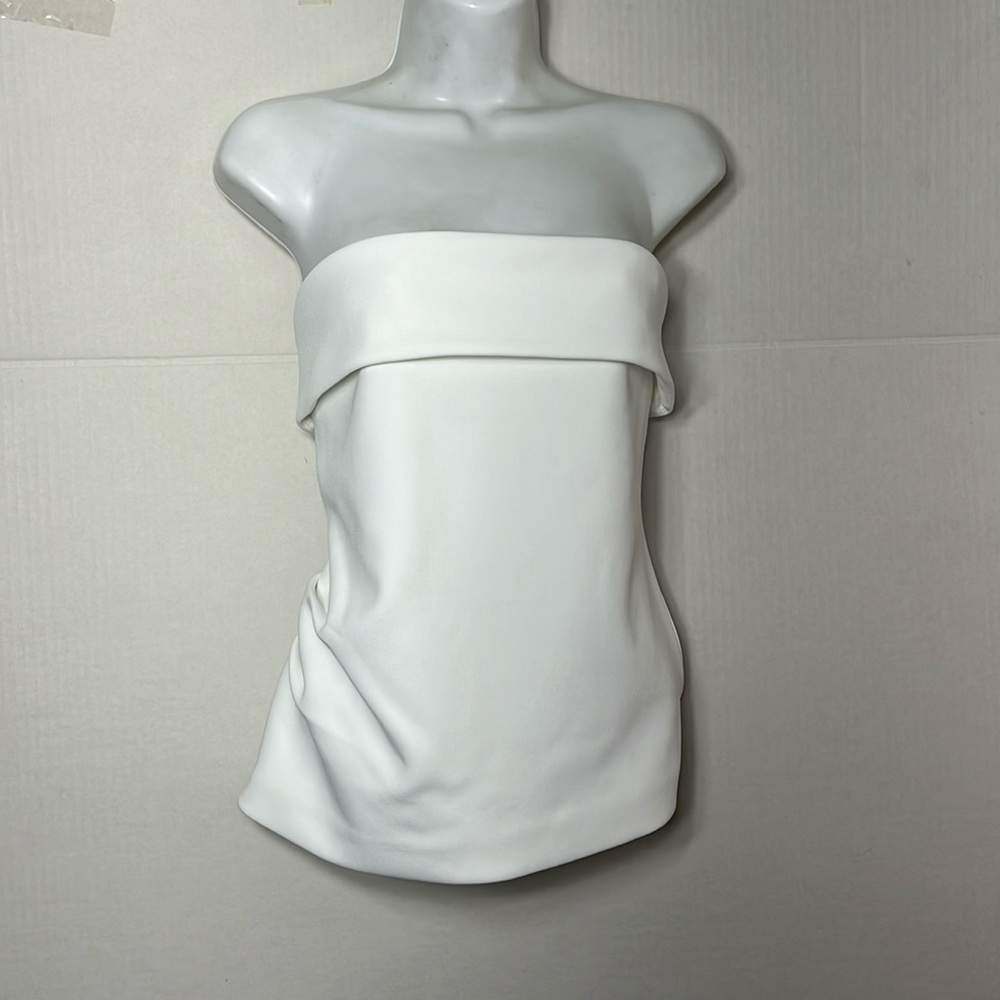 Babaton White Strapless Fold-Over Top